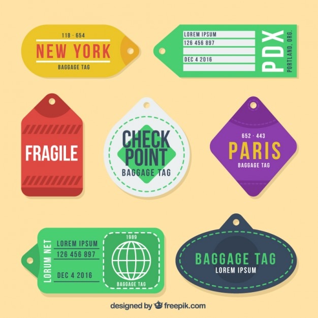 Download Pack of colored cities tags Vector | Free Download