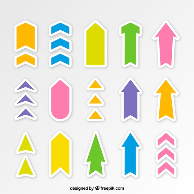 Free Vector Pack Of Colorful Arrow Stickers 5255