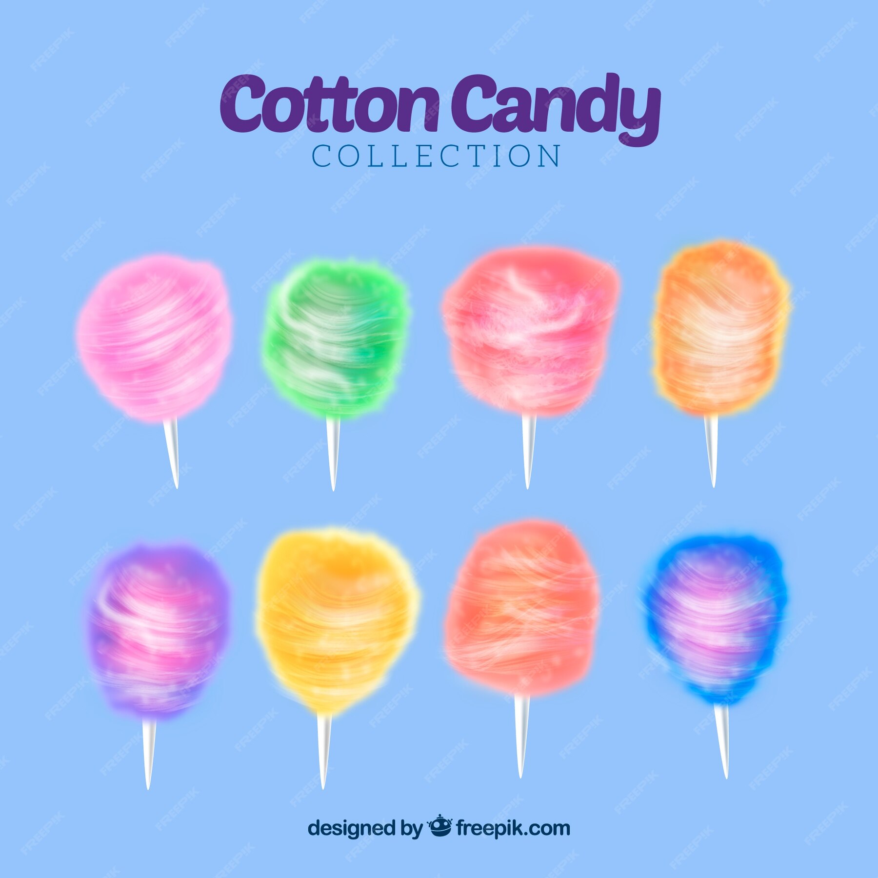 Free Vector Pack Of Colorful Cotton Candy