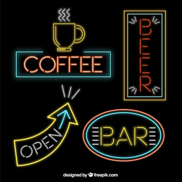 Free Vector | Pack of colorful lights for a bar