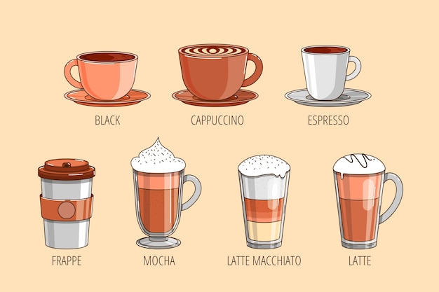 Download Free Vector | Pack of different coffee types