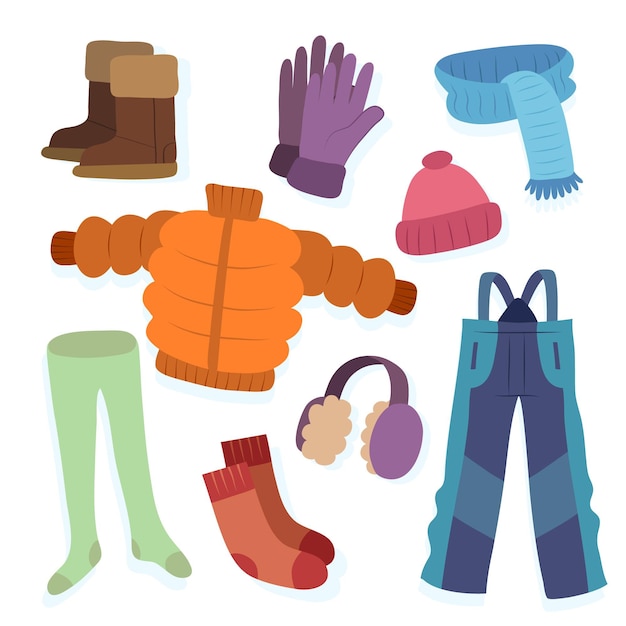 Free Vector | Pack of different winter clothes