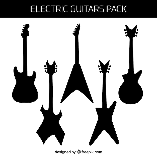 Download Pack of electric guitars silhouettes Vector | Free Download