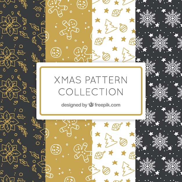 Free Vector Pack Of Elegant Patterns With Christmas Drawings