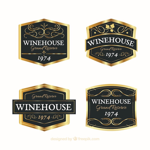 Pack elegant wine stickers Vector | Free Download