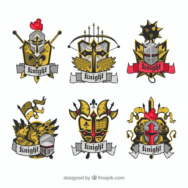 Free Vector Pack Of Emblems Of Knights