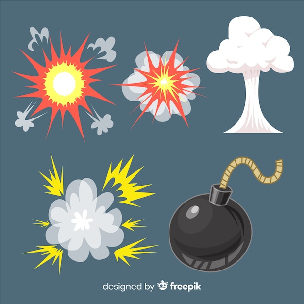 Pack of explosion effects cartoon style Vector | Free Download