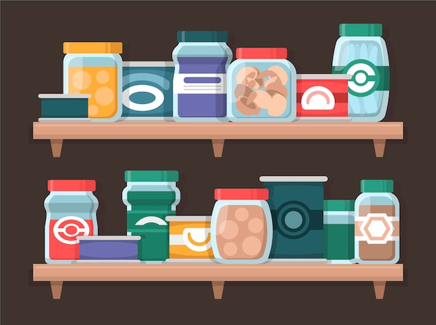 Free Vector | Pack of flat design pantry with different foods