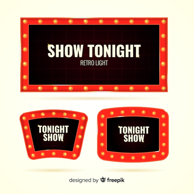 Pack of flat theater sign template Vector Free Download