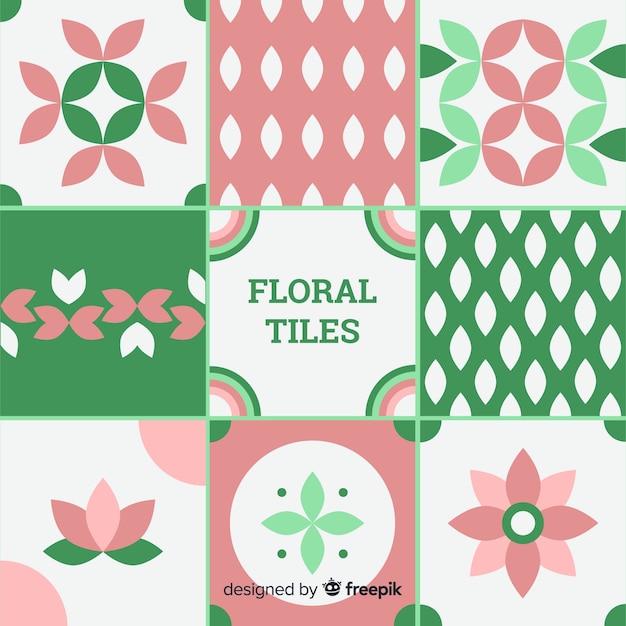 Pack of floral tiles | Free Vector