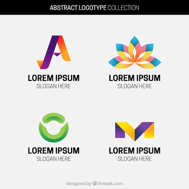 Free Vector | Pack of four abstract colored logos