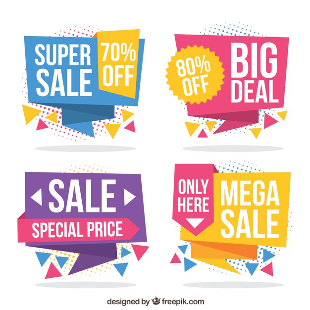 Download Pack of four abstract offer banners Vector | Free Download