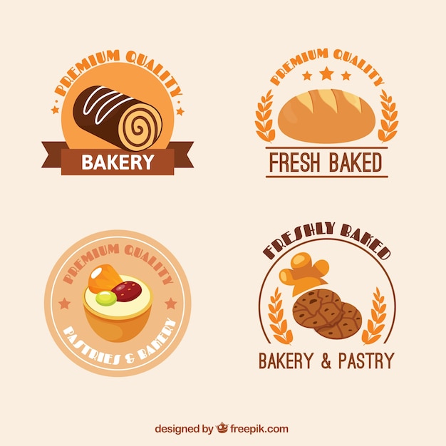 Free Vector | Pack of four bakery badges