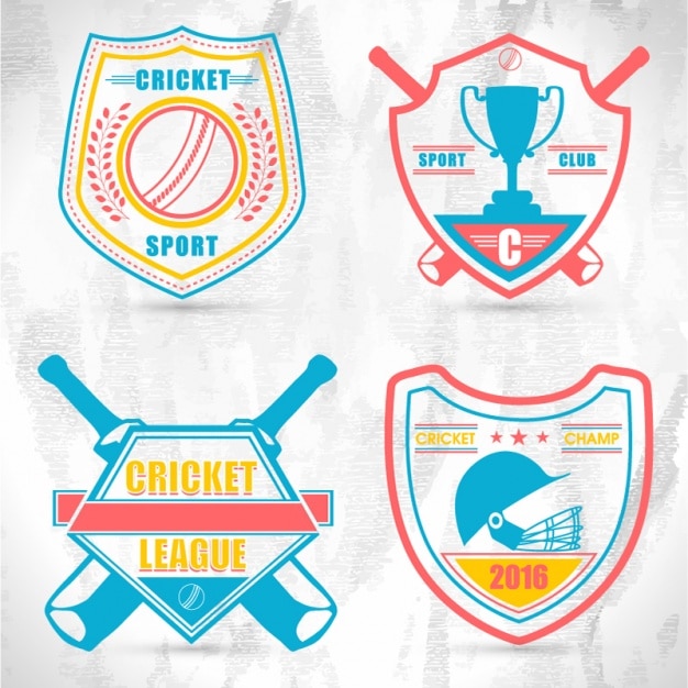 Download Free Pack Of Four Cricket Badges In Pastel Colors Premium Vector Use our free logo maker to create a logo and build your brand. Put your logo on business cards, promotional products, or your website for brand visibility.