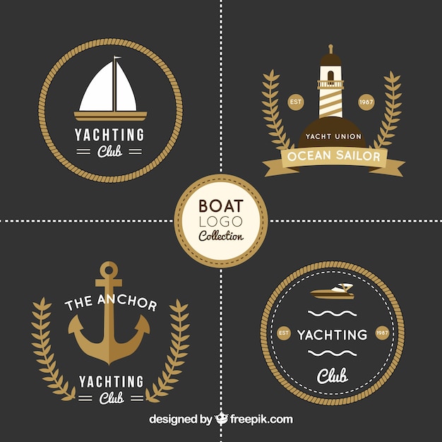 Download Pack of four elegant boat logos | Free Vector