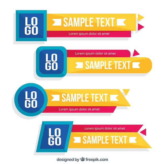 Download Free Download Free Pack Of Four Lower Thirds With Logo Vector Freepik Use our free logo maker to create a logo and build your brand. Put your logo on business cards, promotional products, or your website for brand visibility.