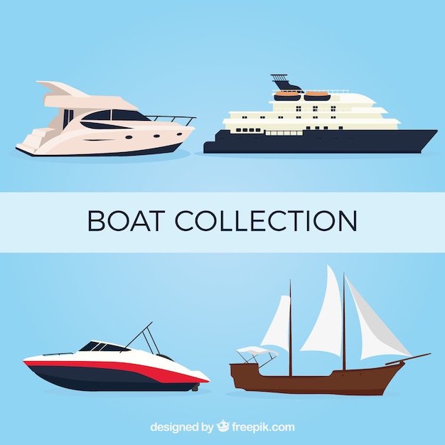 Free Vector | Pack of four realistic boats