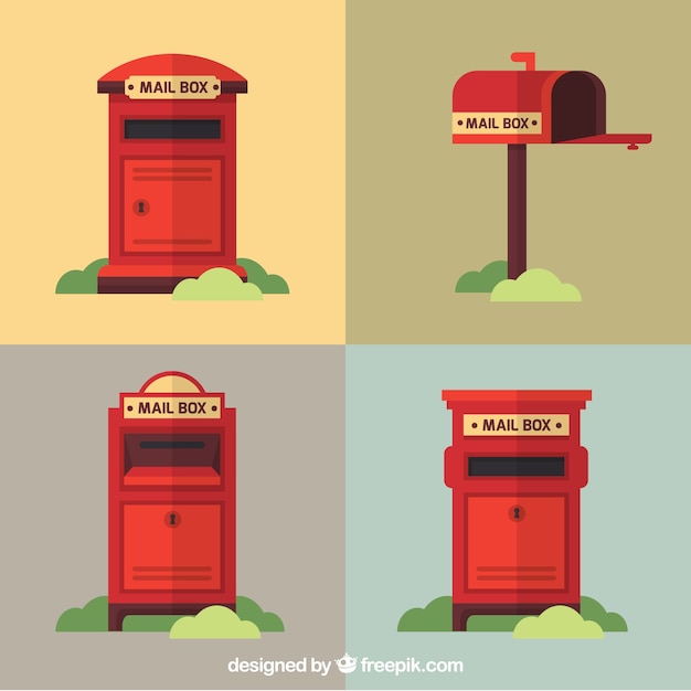 Download Free Download Free Pack Of Four Red Mailboxes In Vintage Style Vector Use our free logo maker to create a logo and build your brand. Put your logo on business cards, promotional products, or your website for brand visibility.