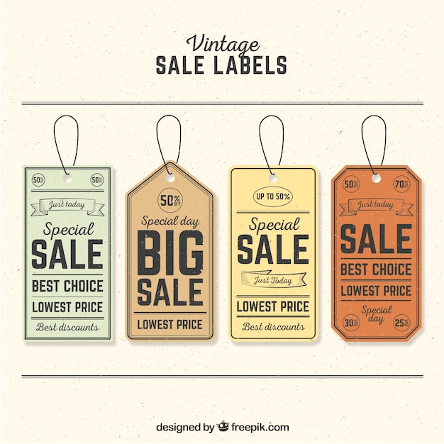 Free Vector | Pack of four retro sale tags