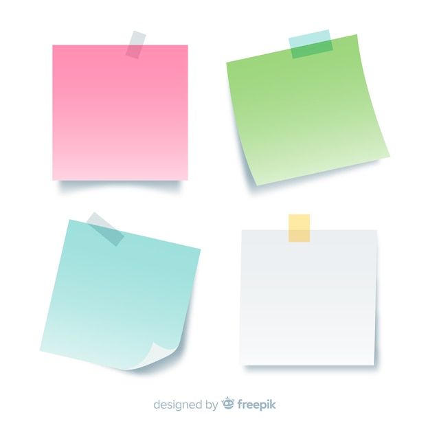 Pack of four sticky notes in realistic style | Free Vector