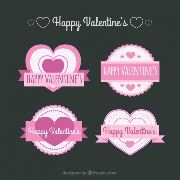 Free Vector | Pack of four valentines labels in pink tones