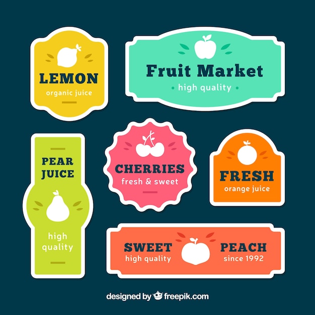 Free Vector | Pack of fruit labels with fantastic designs