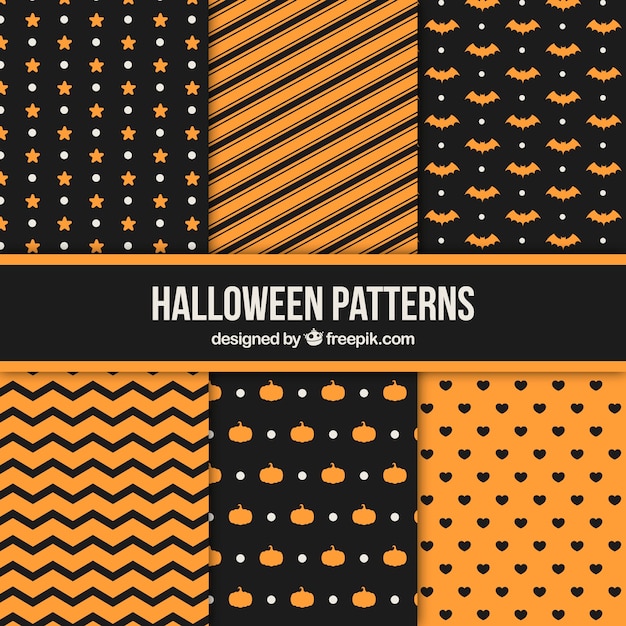 Download Pack of geometric halloween patterns Vector | Free Download