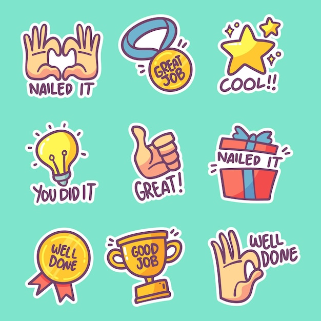 Free Vector | Pack of good job stickers