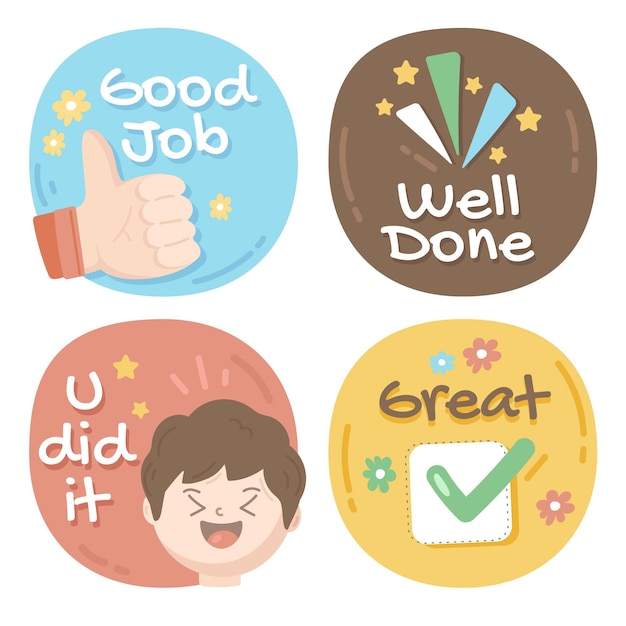 Free Vector Pack Of Good Job Stickers