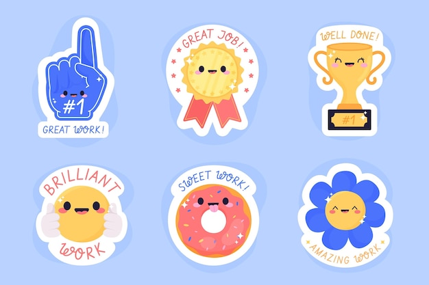 Download Free Vector | Pack of great job and good job stickers