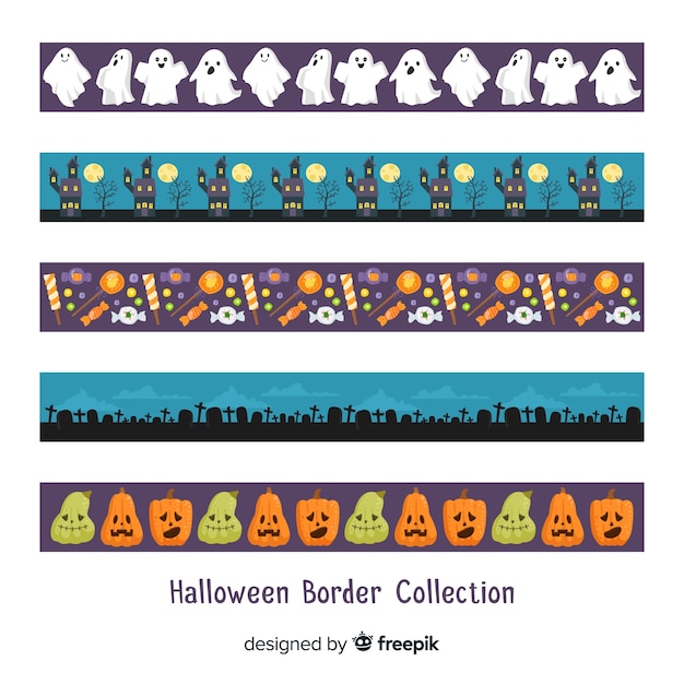 Free Vector | Pack of halloween borders