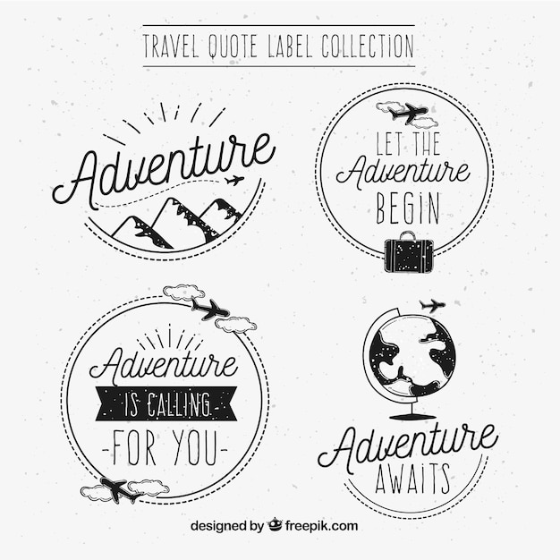 Download Pack of hand drawn adventure stickers Vector | Free Download