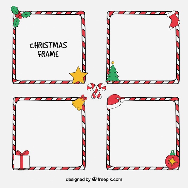 Pack of hand-drawn christmas frames | Free Vector