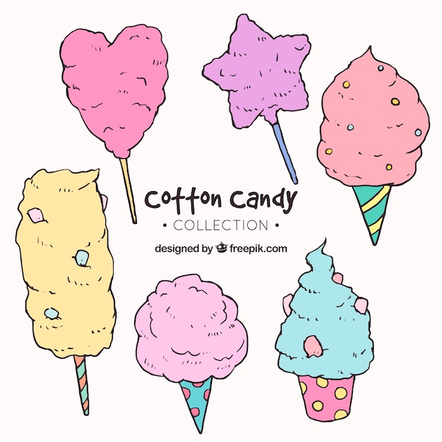 Free Vector Pack of handdrawn cotton candy