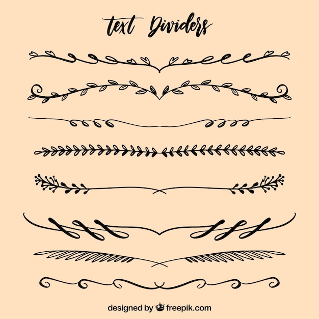 Download Free Vector | Pack of hand drawn decorative text dividers