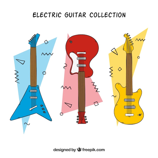 Free Vector | Hand Drawn Electric Guitar With Ribbon And Text Heavy