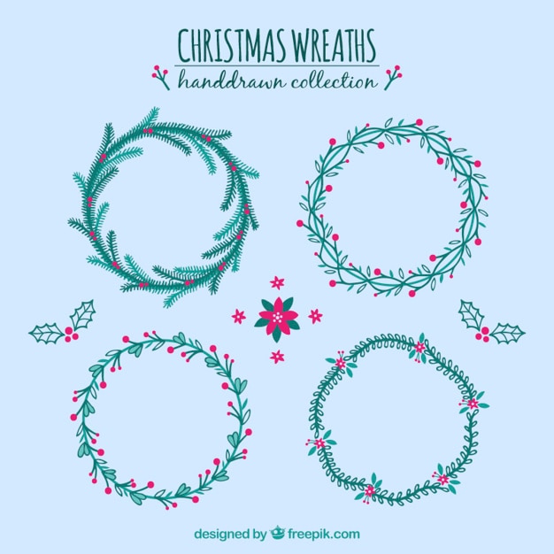 Free Vector | Pack of hand drawn floral wreaths