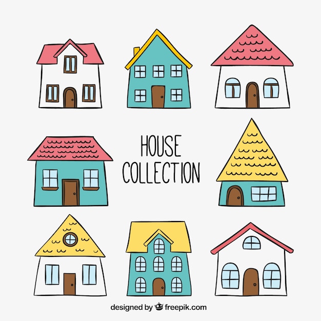 Pack of hand drawn houses | Free Vector