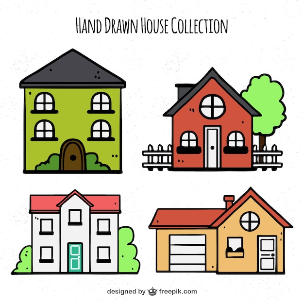 Free Vector | Pack of hand drawn houses