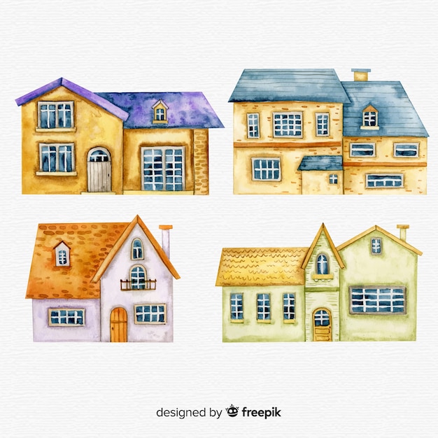 Free Vector | Pack of hand drawn houses