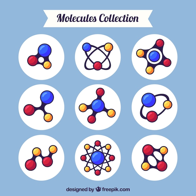 Pack of hand drawn molecules Free Vector