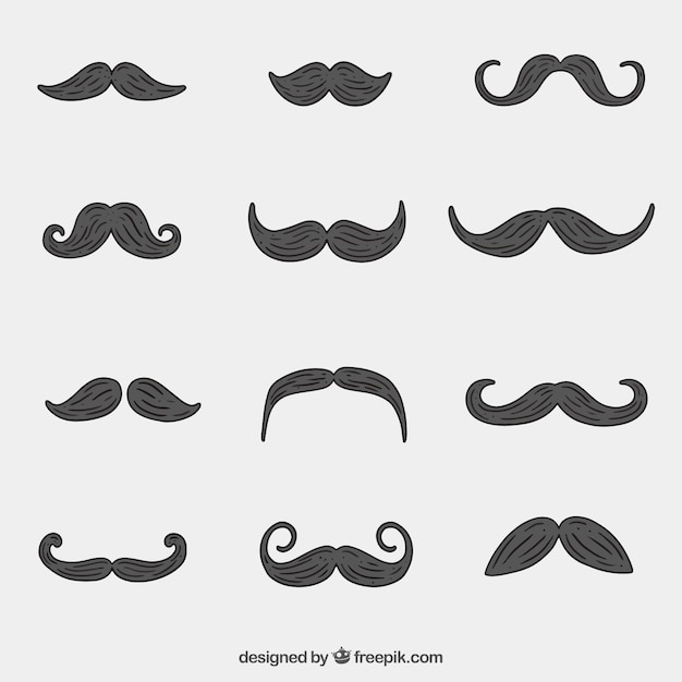 Free Vector Pack of handdrawn mustaches