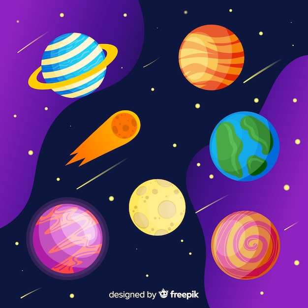 Free Vector | Pack of hand drawn planets stickers