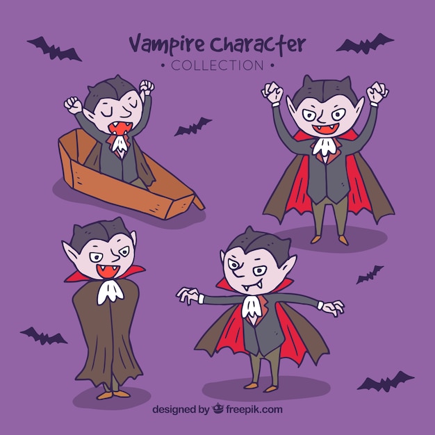 Free Vector | Pack of hand drawn vampires