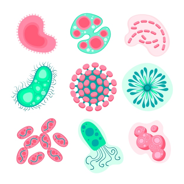 Free Vector | Pack of hand drawn viruses