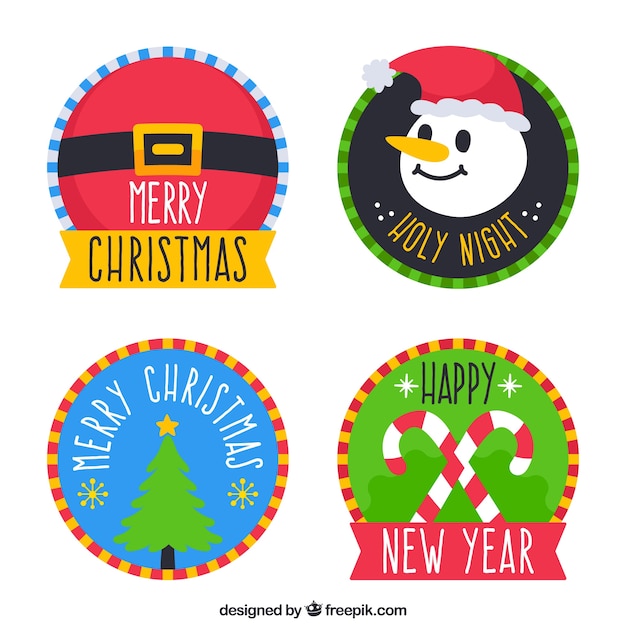 free-vector-pack-of-holiday-stickers-in-flat-design