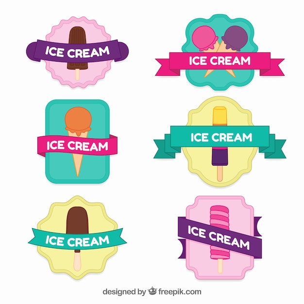 Free Vector Pack Of Ice Cream Labels With Great Colors 