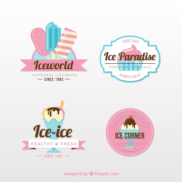 Download Free Pack Of Ice Cream Logos In Vintage Style Free Vector Use our free logo maker to create a logo and build your brand. Put your logo on business cards, promotional products, or your website for brand visibility.