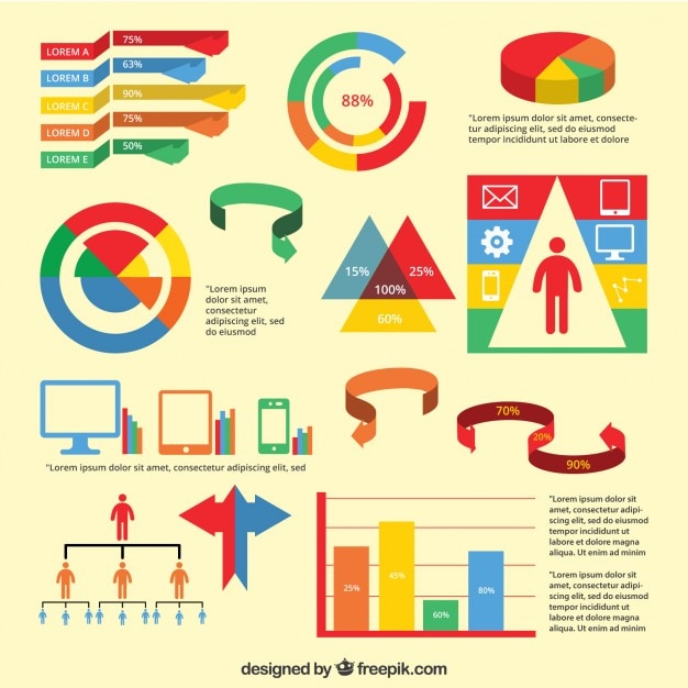 Free Vector | Pack of infogrphic elements in colors