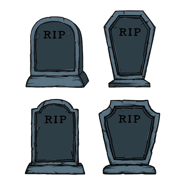Pack of kind stone graves for halloween accessorizes. easy to add text name and dead date Premium Vector